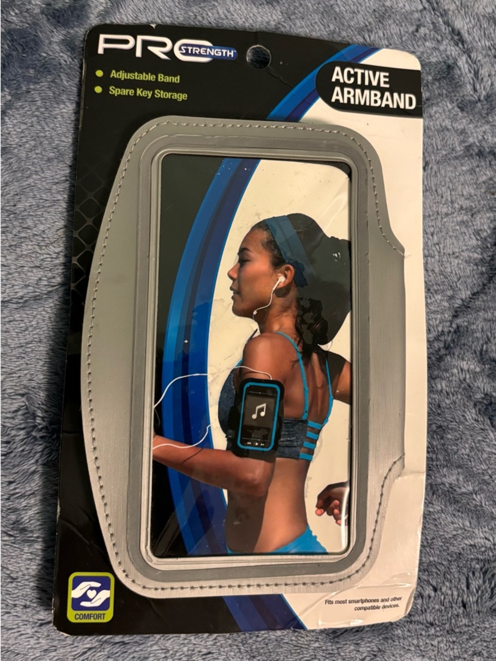 PRO Strength Active Armband in‎ Light Gray, Adjustable Phone & Key Storage